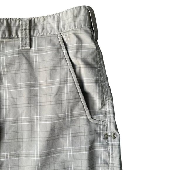 Under Armour Golf Shorts Mens 34 Performance Stretch Tan Plaid - Picture 3 of 5